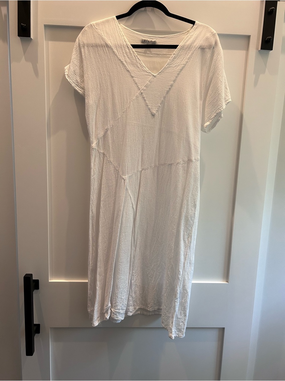 White V-Neck Gauzey Coverup Size Medium Made in Mexico